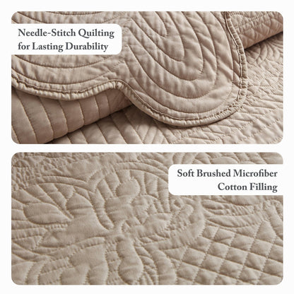 Madison Park Marino 3 Piece Reversible Scalloped Edge Quilt Set