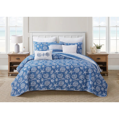 DESIGN STUDIO Mare Blue Soft Cotton Reversible Quilt Set