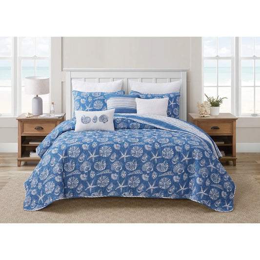 DESIGN STUDIO Mare Blue Soft Cotton Reversible Quilt Set