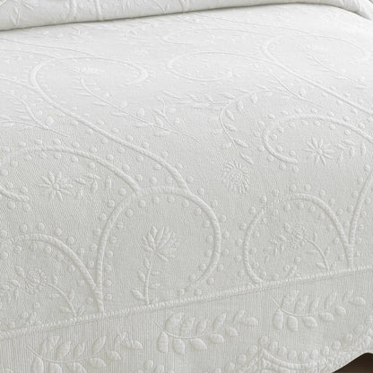 MarCielo 3-Piece Elegantly Embroidered 100% Cotton Oversized Quilt Bedspread Set TX