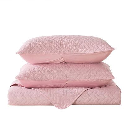 3-piece Fashionable Solid Embossed Quilt Set Bedspread Cover