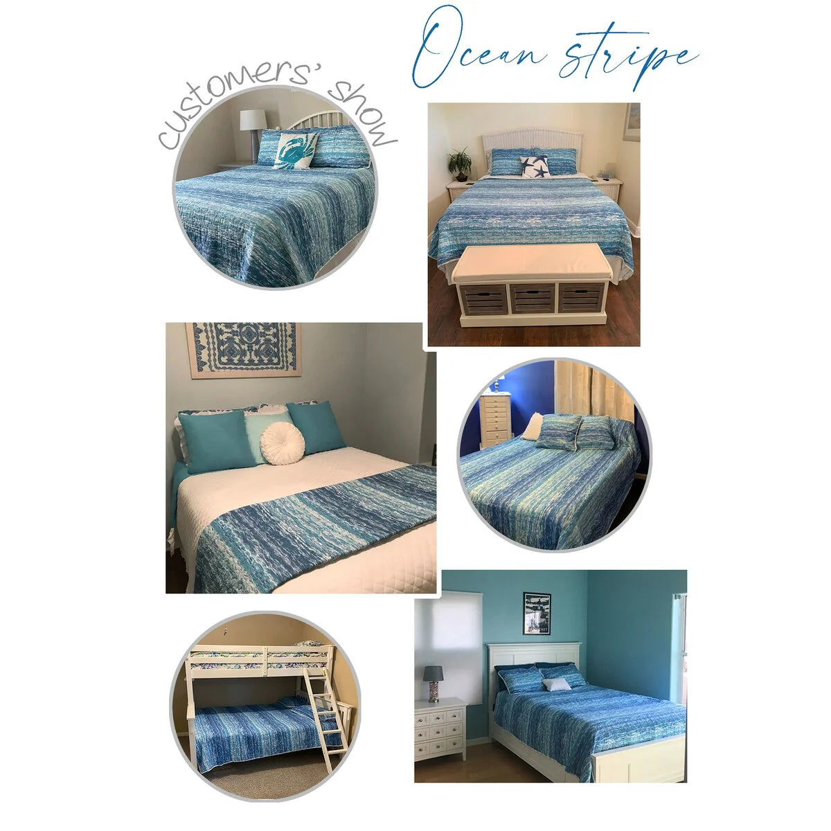 Coastal Stripes Soft Cotton Reversible Quilt Set