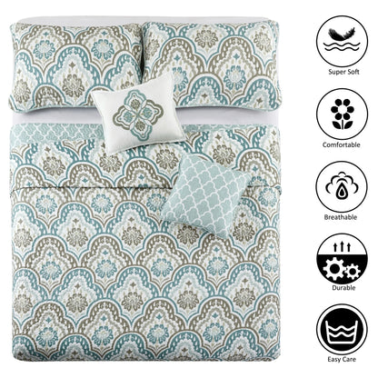 Ikat Blue 5-piece Coverlet Set