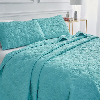 Sophia & William 2/3 Pieces Quilt Set, Reversible Microfiber Bedding Bedspread Coverlet Set