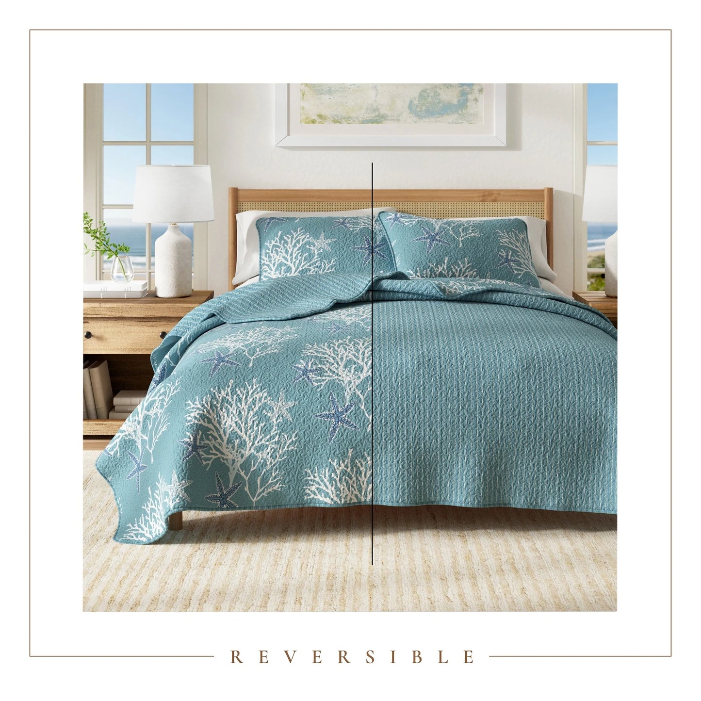 Linery & Co. Coastal Microfiber Quilt Set With Shams.