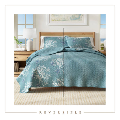 Linery & Co. Coastal Microfiber Quilt Set With Shams.