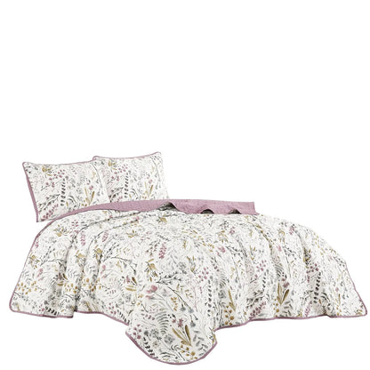 MarCielo 3 Piece Printed Quilt Set Lightweight Bedspread Set Lara