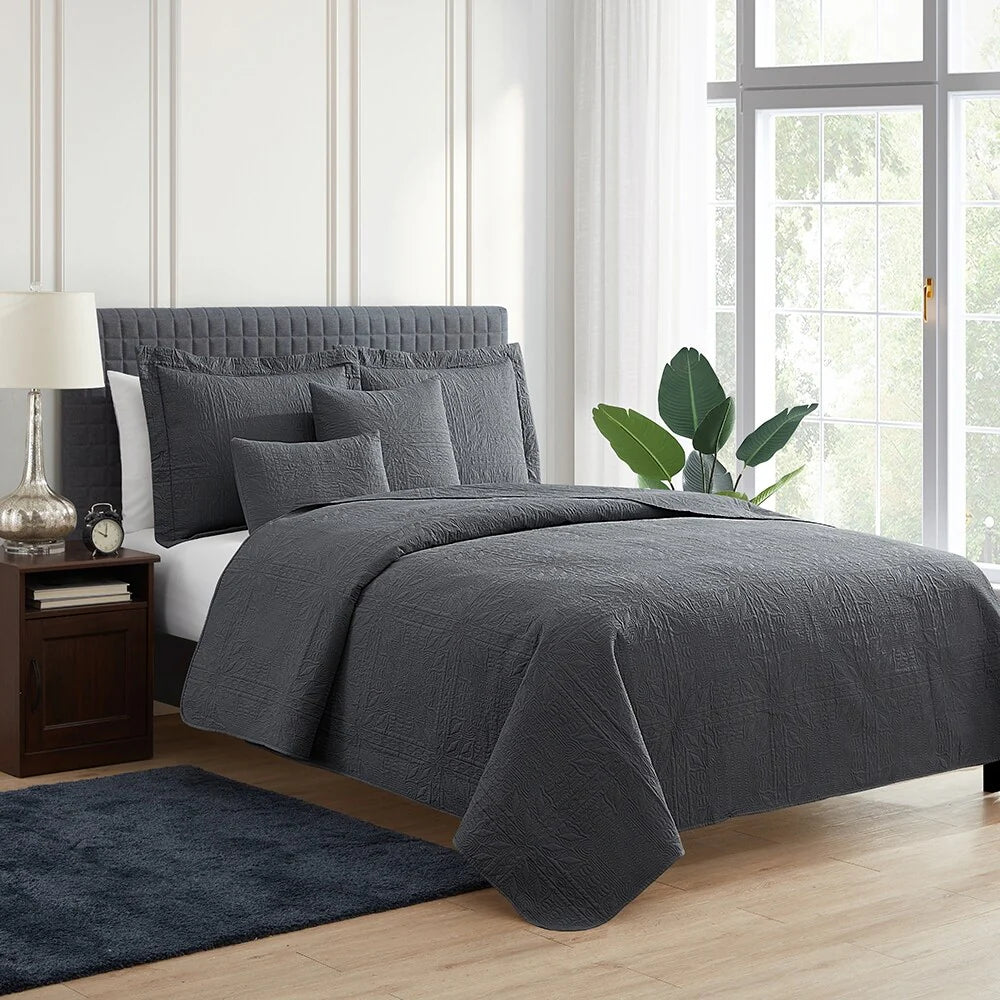 Clara Clark Bedspread Quilt Set - Grid Weave Pinsonic Lightweight Coverlet Set