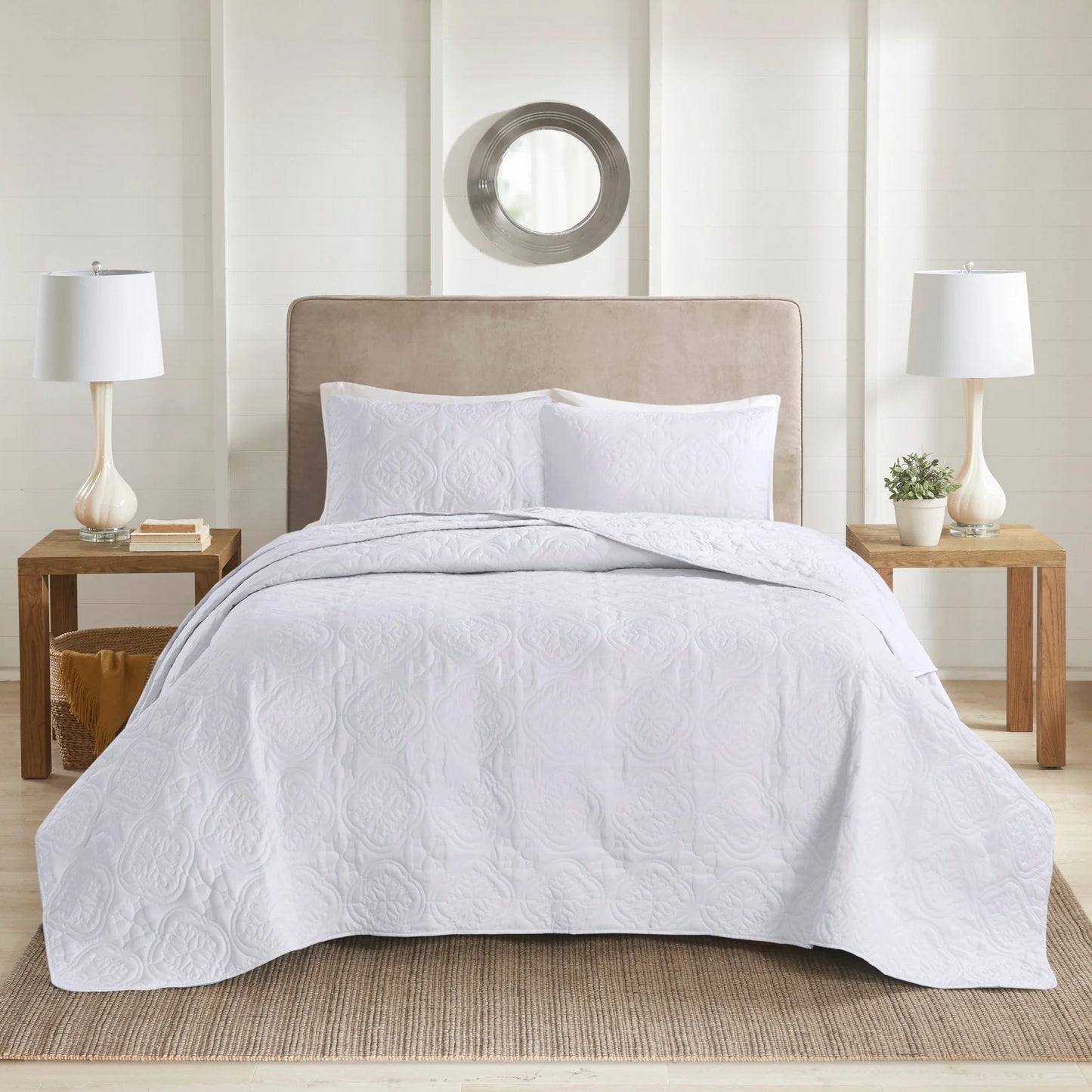 510 Design Hayley Oversized Solid Texture 3 Piece Reversible Bedspread Set