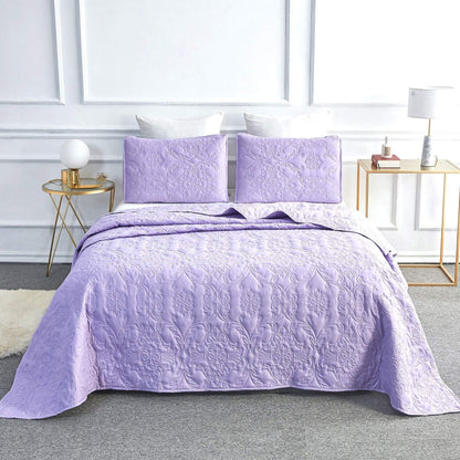 Sophia & William 2/3 Pieces Quilt Set, Reversible Microfiber Bedding Bedspread Coverlet Set