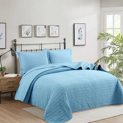 MarCielo 3PCS 100% Cotton Oversized Bedspread Set Coverlet Quilt Set Stitching