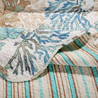 Greenland Home Fashions Atlantis Jade Reversible Quilt Set