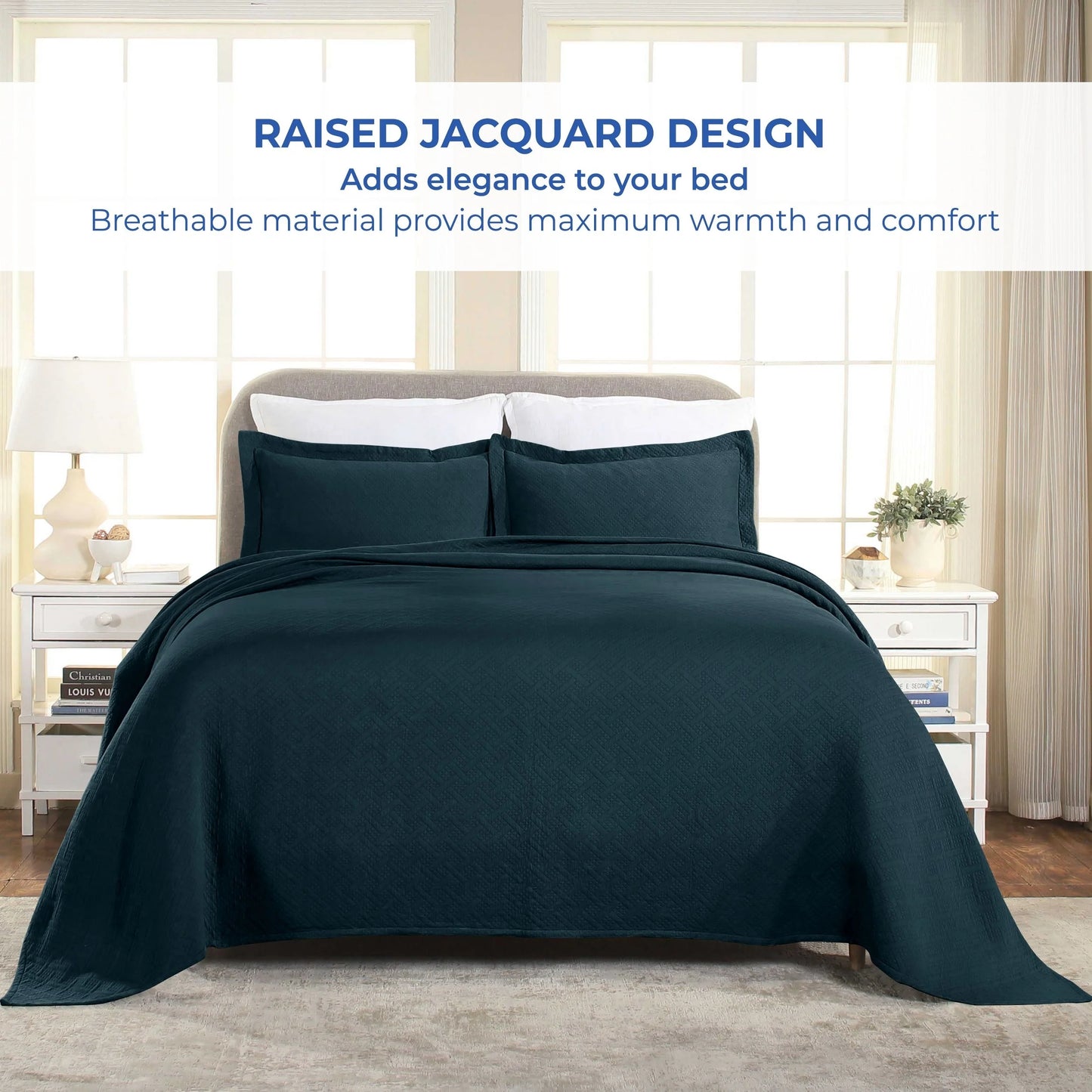 Superior Basketweave Cotton Decorative Bedspread Set