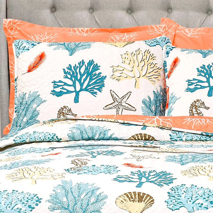 Lush Decor Coastal Reef Feather 7-piece Quilt Set