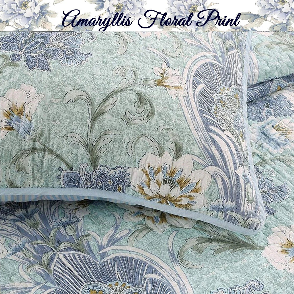 Cozy Line Jasmine Floral 3-piece Reversible Cotton Quilt BeddingSet