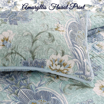 Cozy Line Jasmine Floral 3-piece Reversible Cotton Quilt BeddingSet