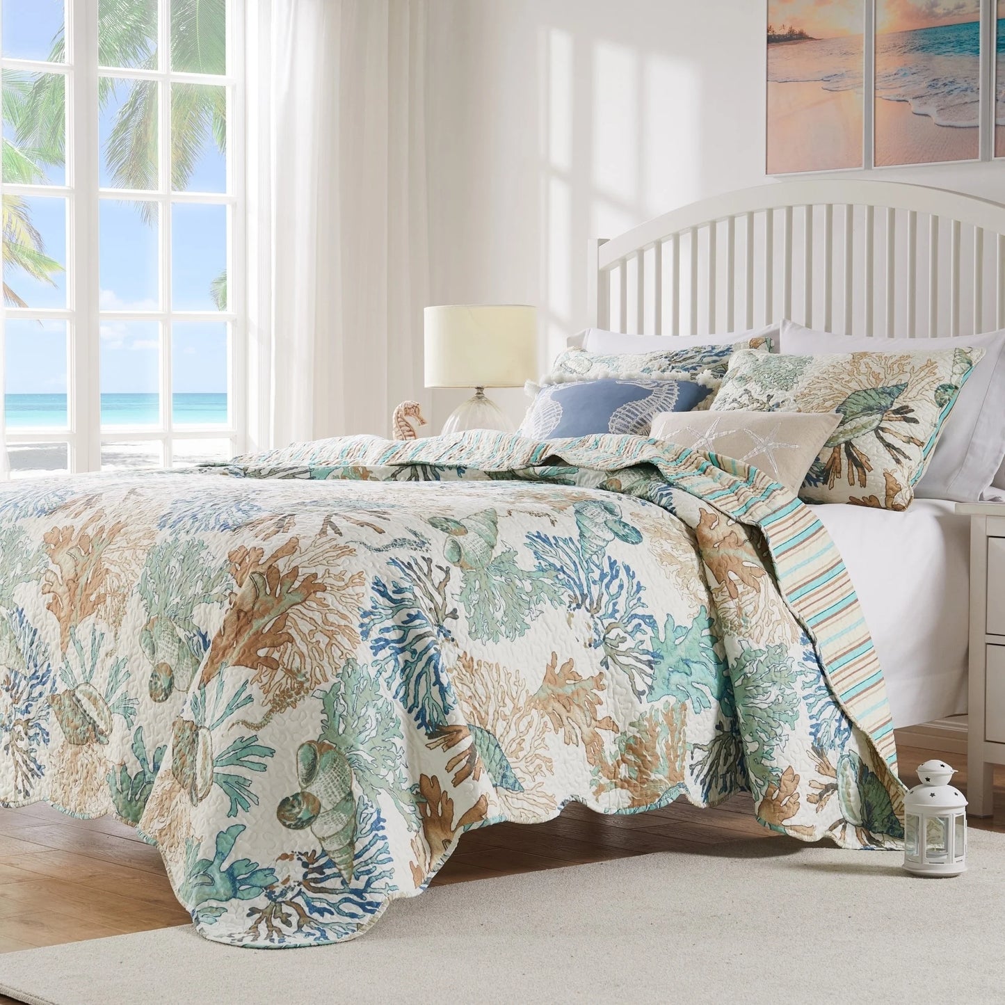 Greenland Home Fashions Atlantis Jade Reversible Quilt Set