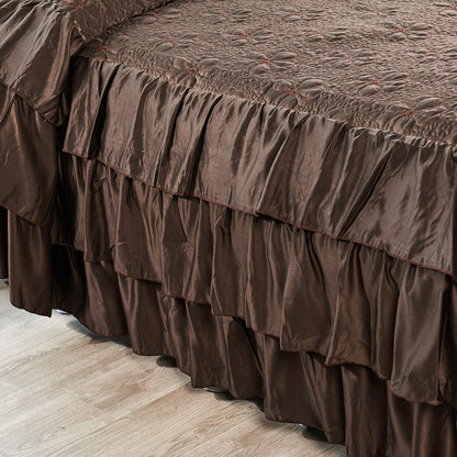 Serent Matte Satin Ruffle Bedspread Set