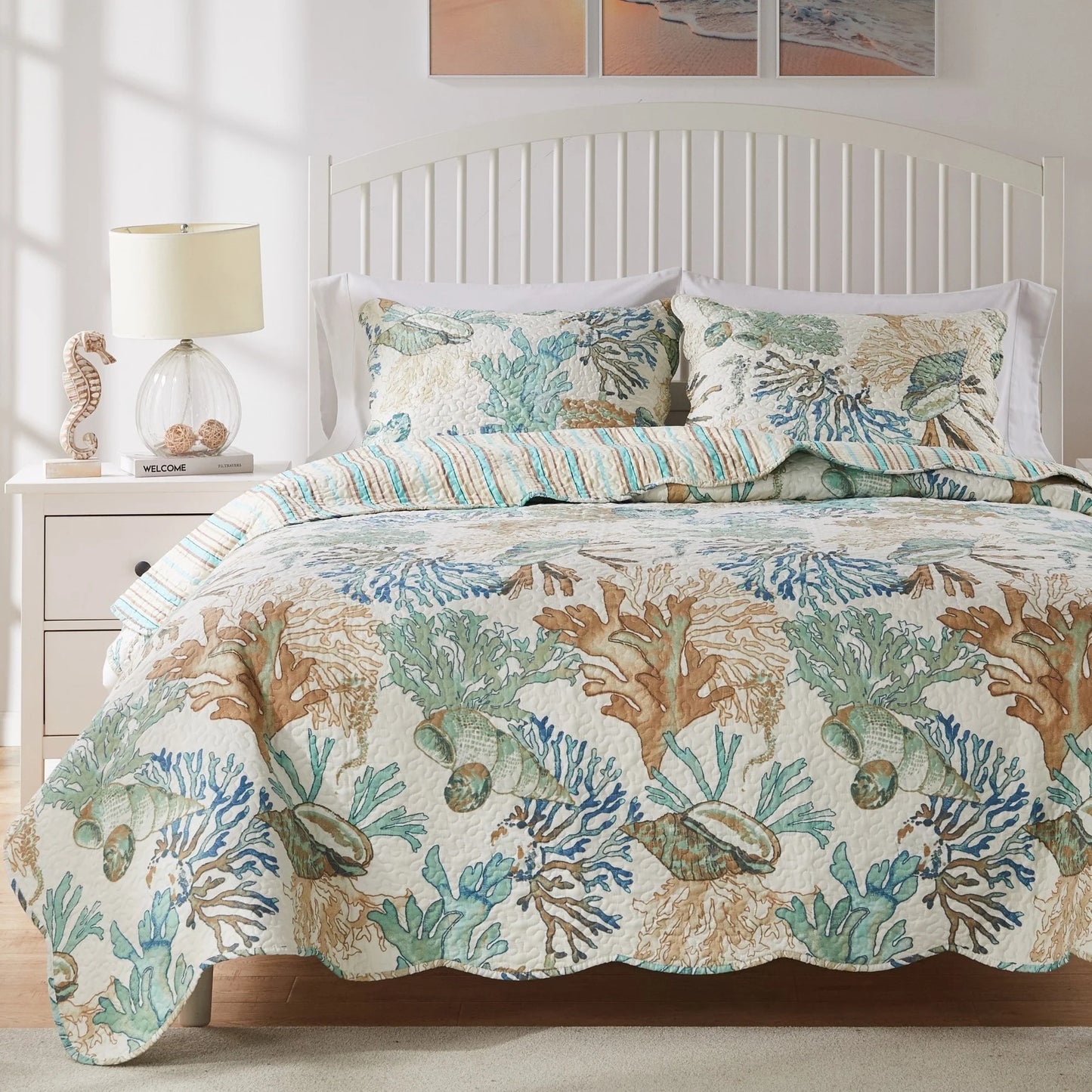 Greenland Home Fashions Atlantis Jade Reversible Quilt Set
