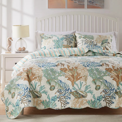 Greenland Home Fashions Atlantis Jade Reversible Quilt Set