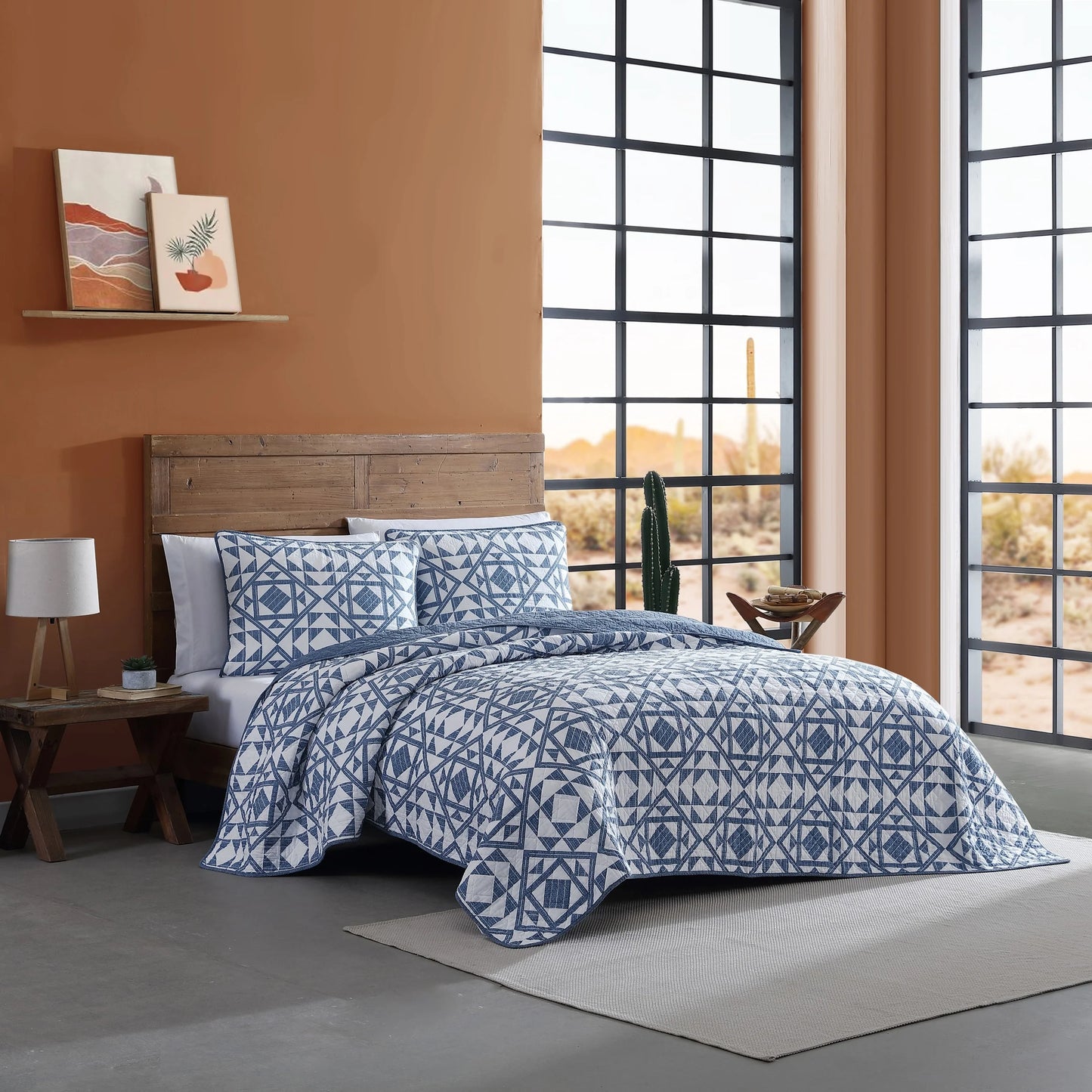 Wrangler Phoenix Patchwork Navy Cotton Quilt Set