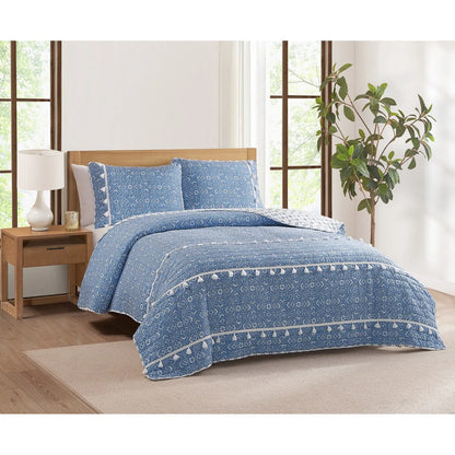 DESIGN STUDIO Pasadena Medallion Soft Reversible Microfiber Quilt Set