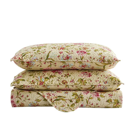 Vintage Rose Reversible Quilt Set, Bedspread, Coverlet