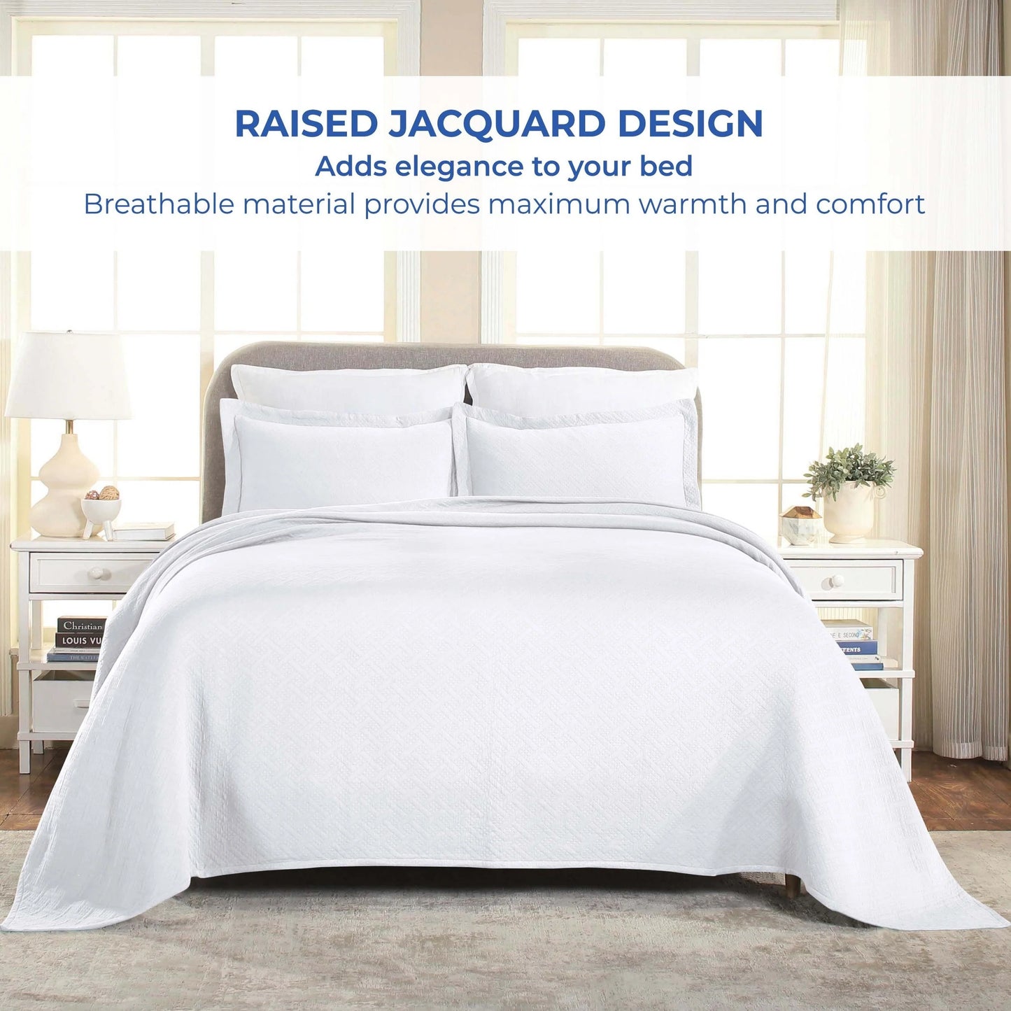 Superior Basketweave Cotton Decorative Bedspread Set