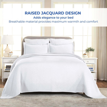 Superior Basketweave Cotton Decorative Bedspread Set