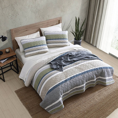 Eddie Bauer Salmon Ladder Beige Cotton Quilt Set