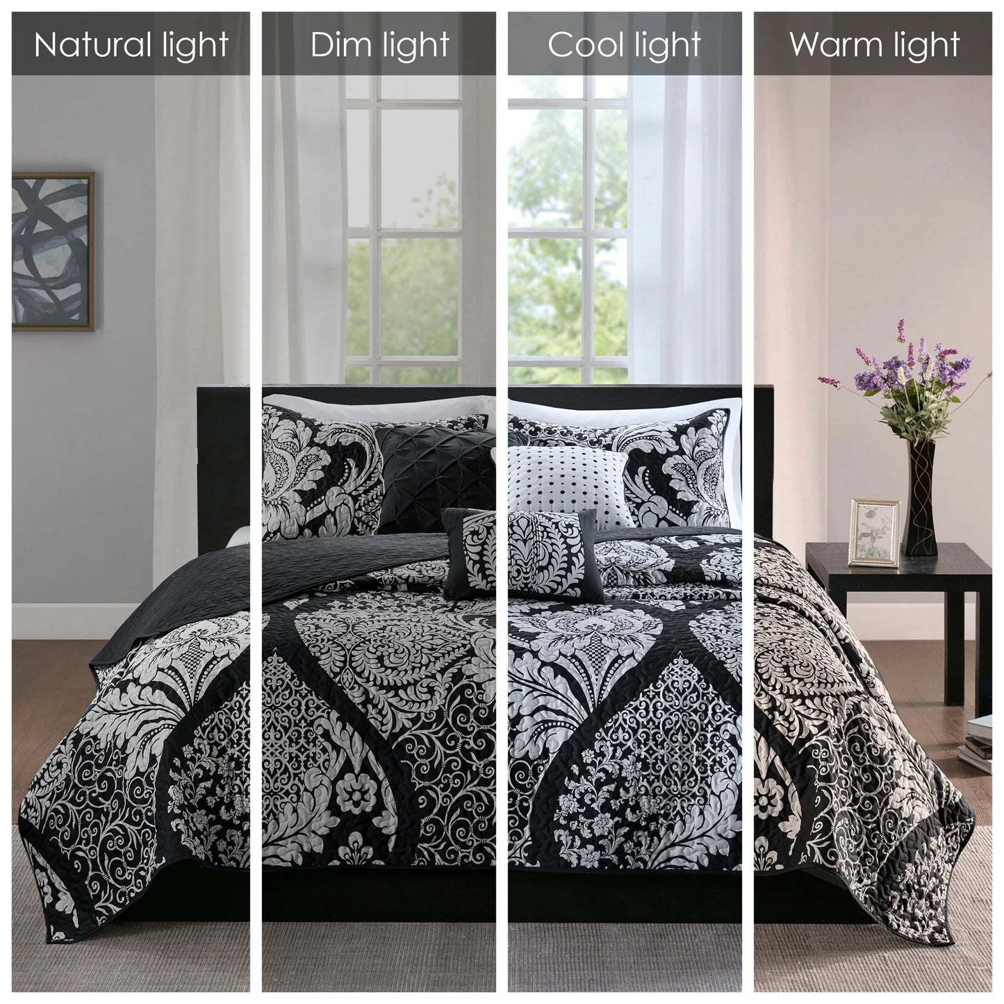 Madison Park Marcella 6 Piece Printed Cotton Quilt Set with Throw Pillows