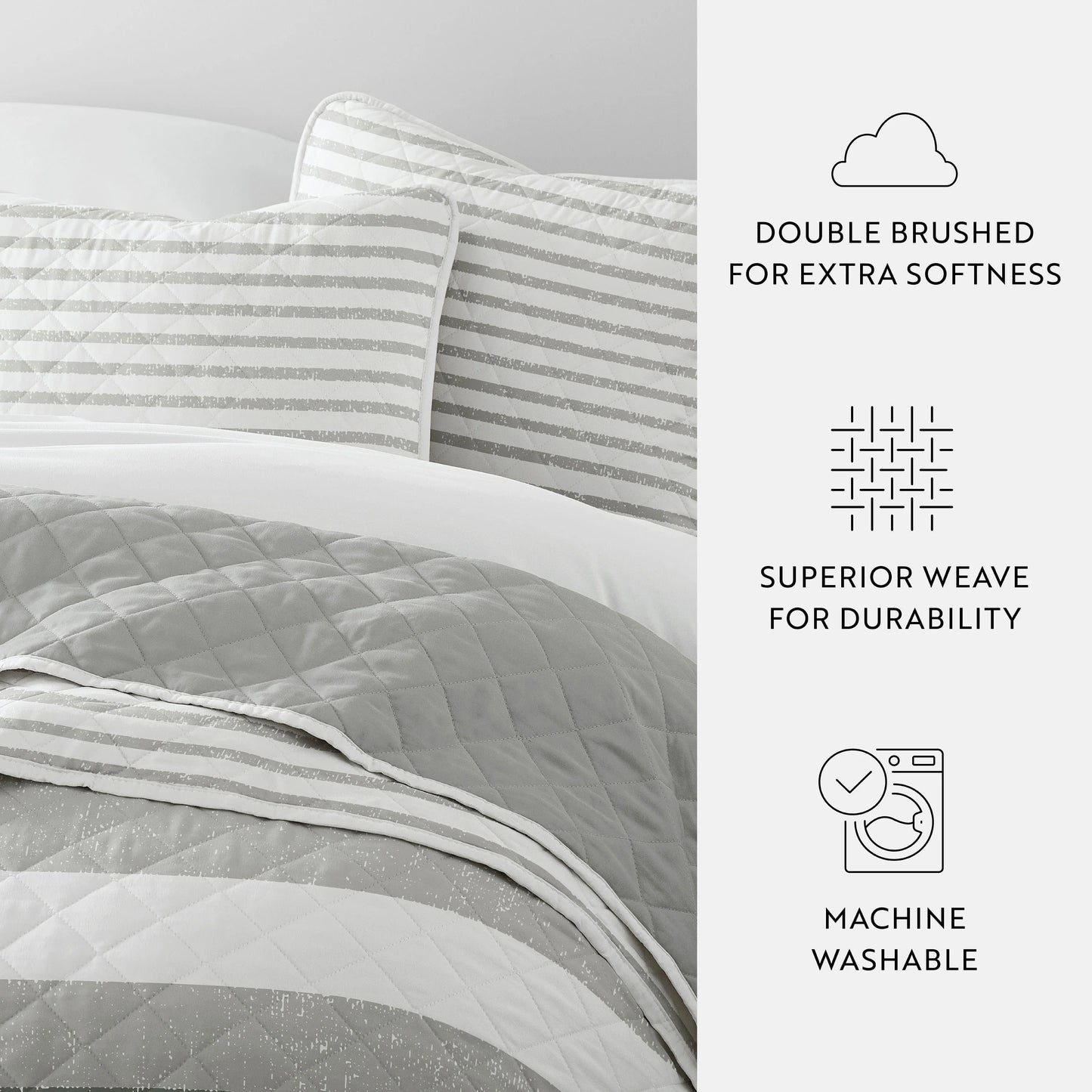 Becky Cameron All Season 3 Piece Summer Stripes Reversible Quilt Set with Shams