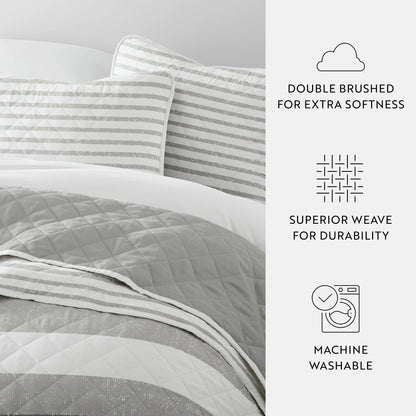 Becky Cameron All Season 3 Piece Summer Stripes Reversible Quilt Set with Shams