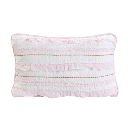 Cozy Line Pretty in Pink Girly Ruffle Pink Cotton Quilt Bedding Set with 2 Throw Pillows
