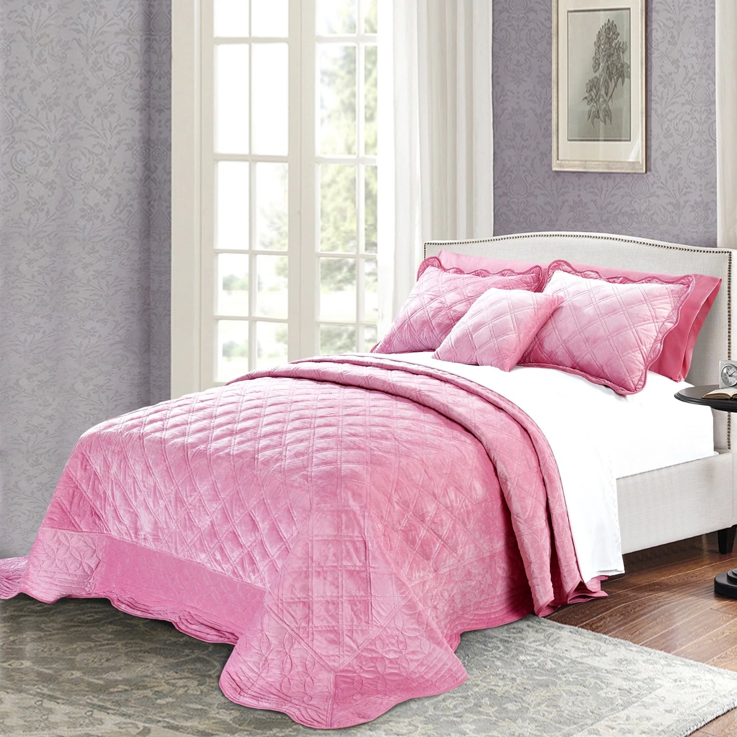 Serenta Supersoft Microplush Quilted 4 Pieces Bedspread Coverlet Set