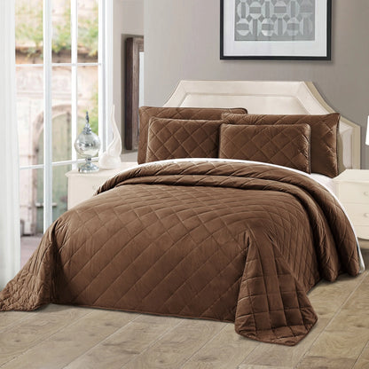 Serenta Velvet Quilts 5 Piece Ultra Soft Floor Touching Bedspread Set