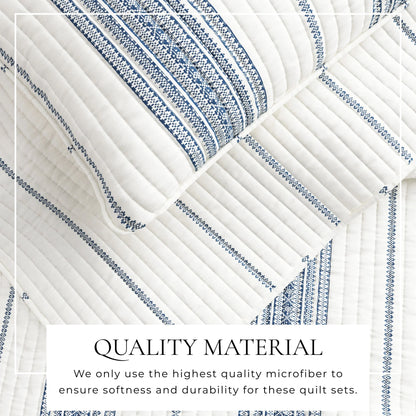 Linery & Co. Farmhouse Stripe Microfiber Quilt Set With Shams.