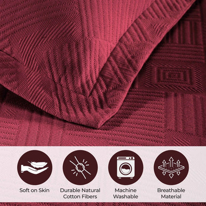 Superior Geometric Fret Cotton Decorative Bedspread Set
