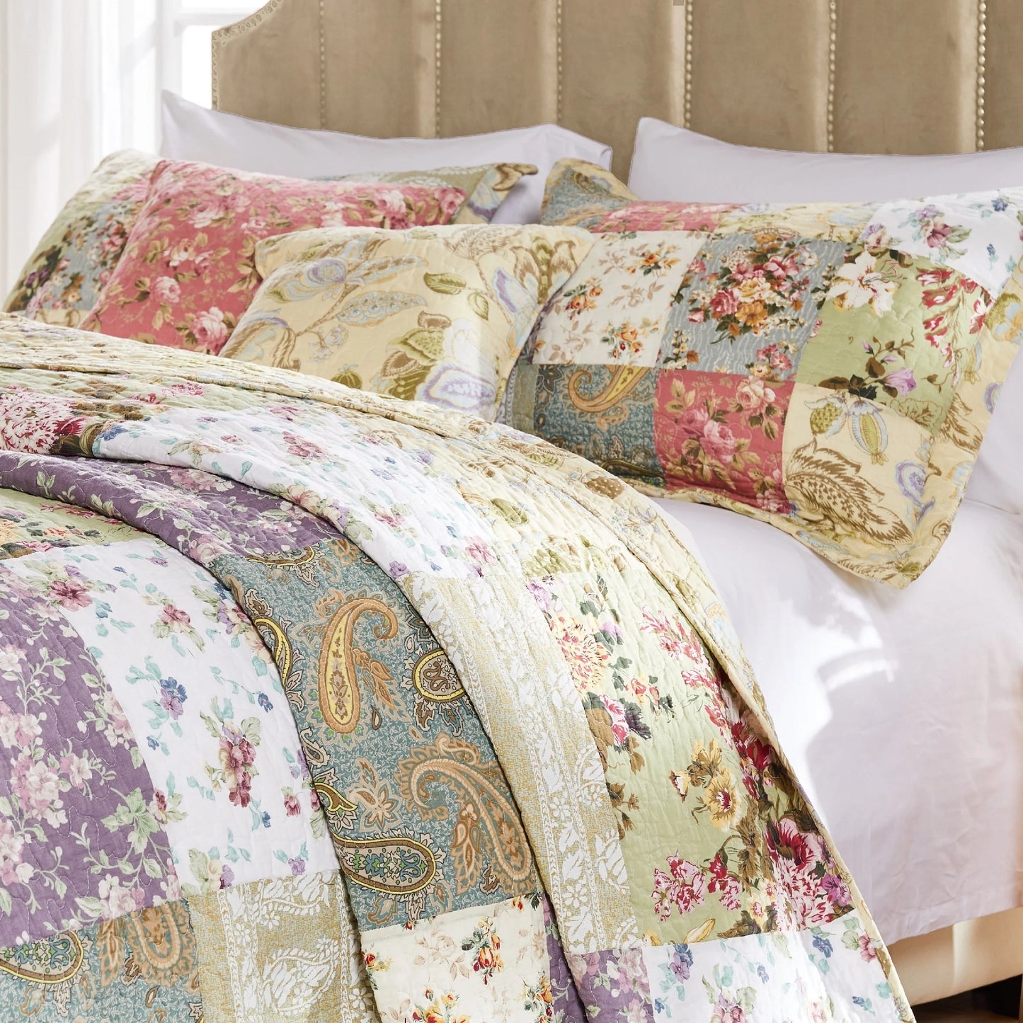 Greenland Home Fashions Blooming Prairie 100% Cotton Authentic Patchwork Bedspread Set