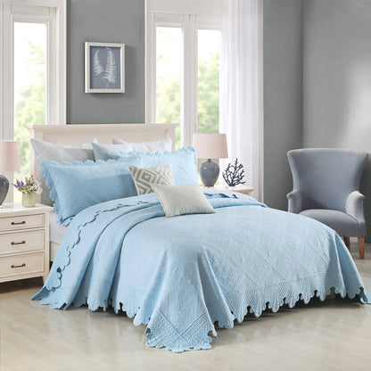 MarCielo 3Pcs 100% Cotton Oversized Quilt Bedspread Coverlet Set TK