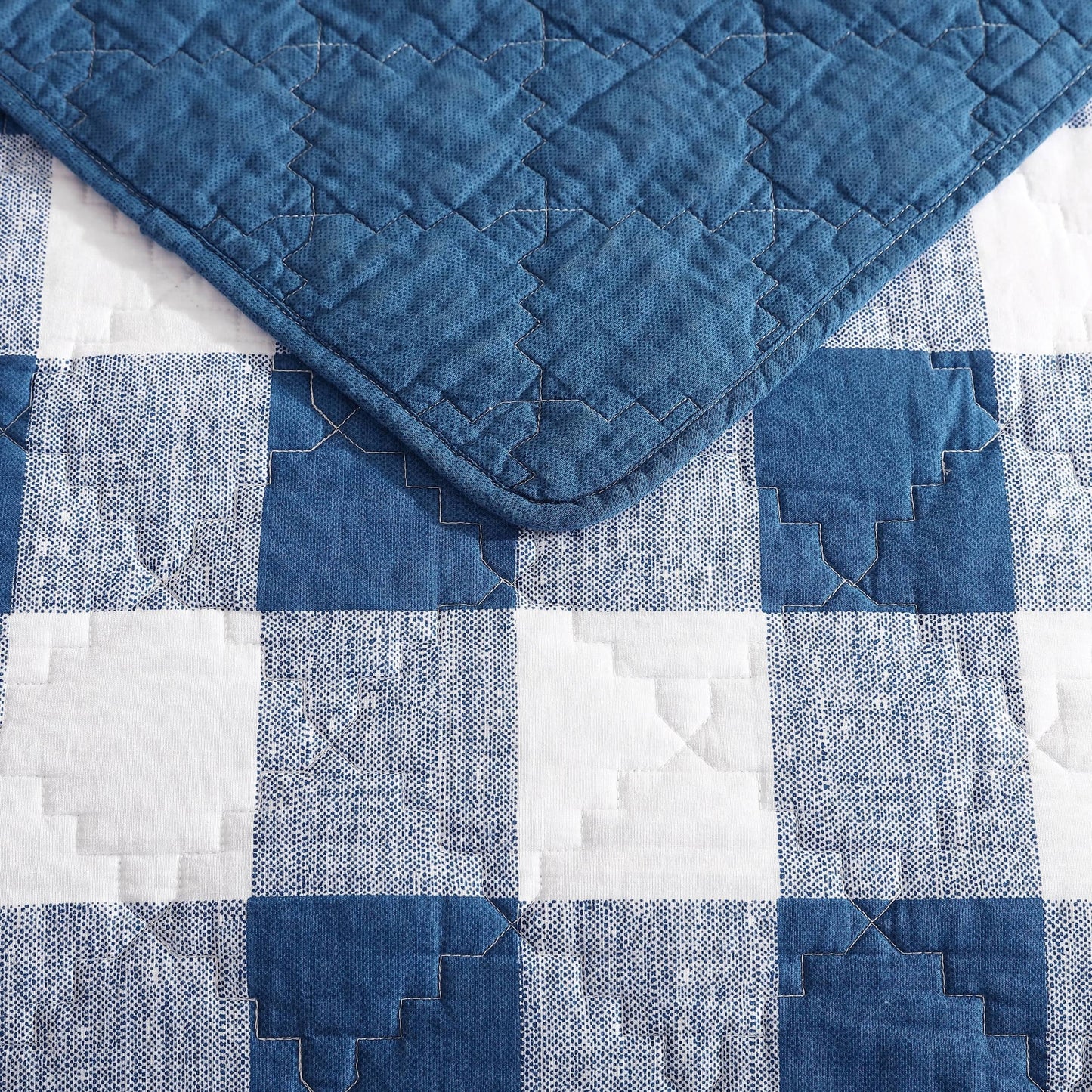 Wrangler Flagstaff Check Blue Cotton Quilt Set