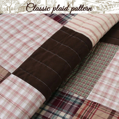 Cozy Line Brody Plaid Patchwork Reversible Quilt Bedding Set