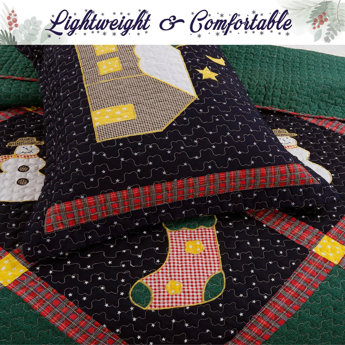 Cozy Line Christmas Night Patchwork Quilt Bedding Set