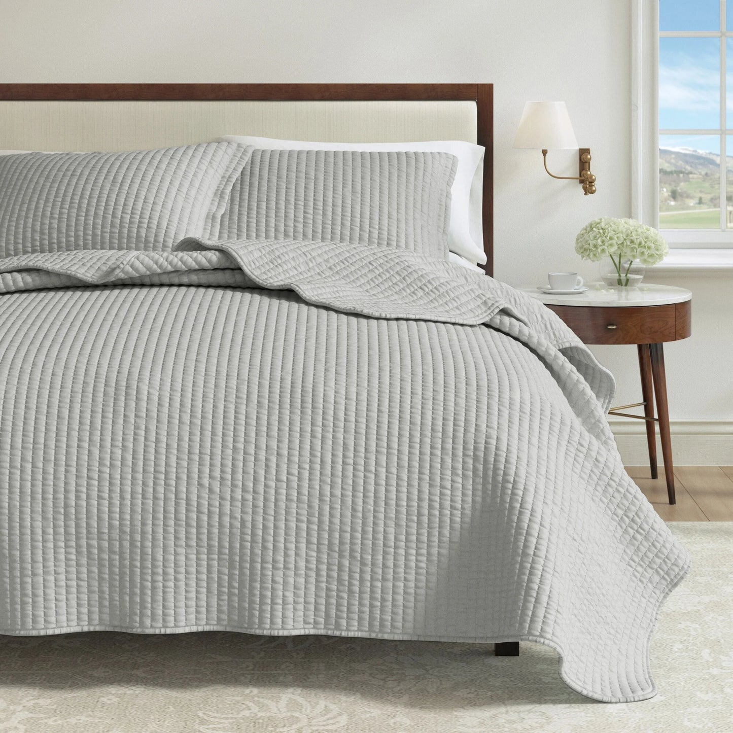 Linery & Co. Detailed Channel Stitch Microfiber Quilt Set With Shams.