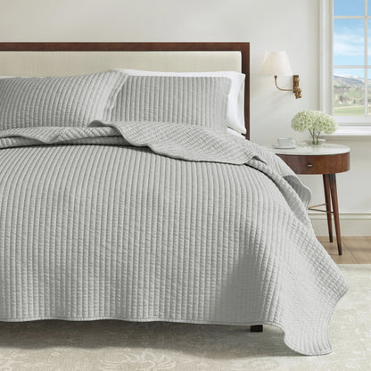 Linery & Co. Detailed Channel Stitch Microfiber Quilt Set With Shams.