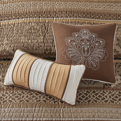 Madison Park Venetian 6 Piece Jacquard Quilt Set with Throw Pillows