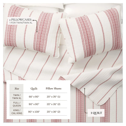 Linery & Co. Farmhouse Stripe Microfiber Quilt Set With Shams.