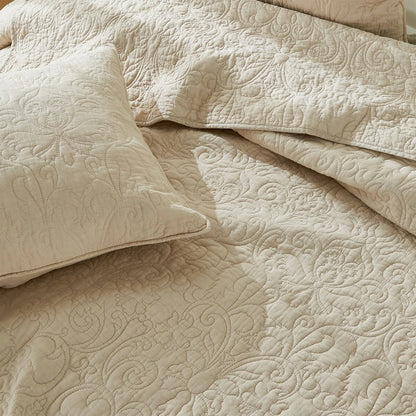 Patina Vie Maison 100% Cotton Stitched 3 Piece Quilt and Sham Set