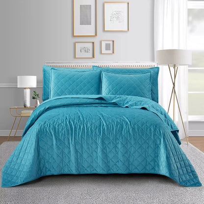 Serenta Velvet Quilts 5 Piece Ultra Soft Floor Touching Bedspread Set