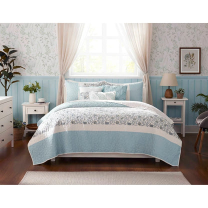 Madison Park Vanessa 6 Piece Cotton Percale Quilt Set with Throw Pillows